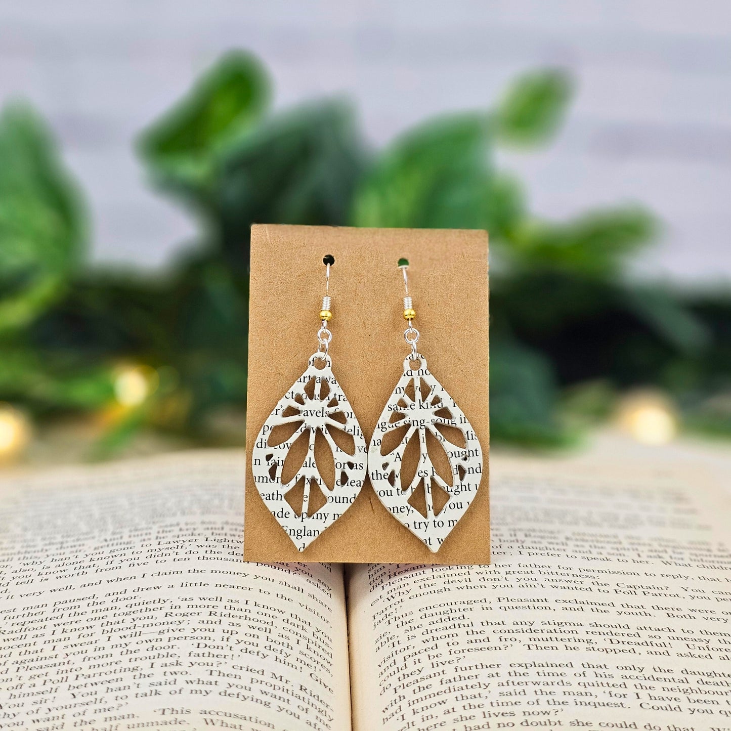 Literary jewelry - dangle earrings made from book pages
