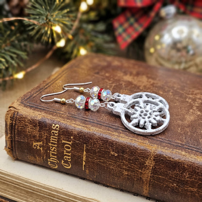 book page snowflake earrings for gifts for book club gift exchanges