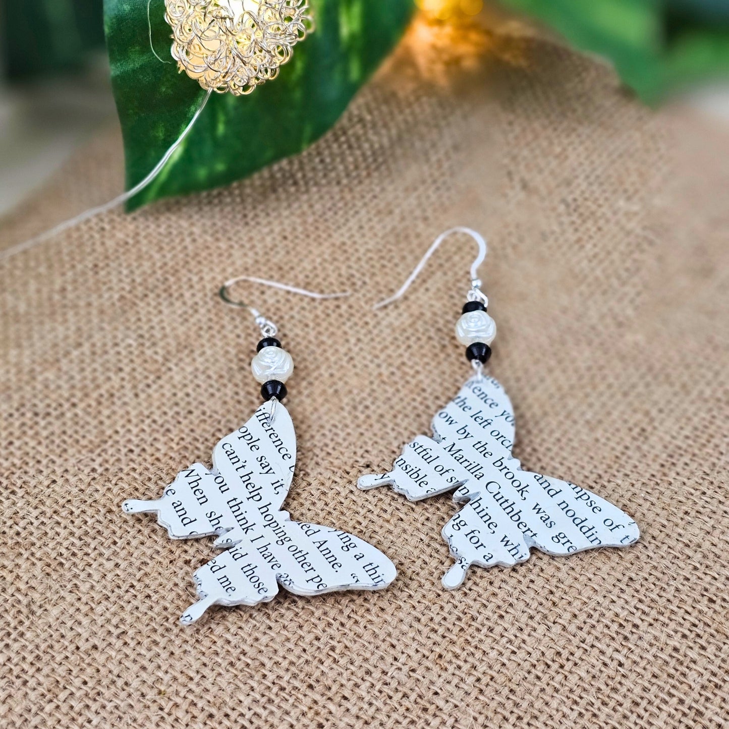 Butterfly dangle earrings for book lovers - literary jewelry gift