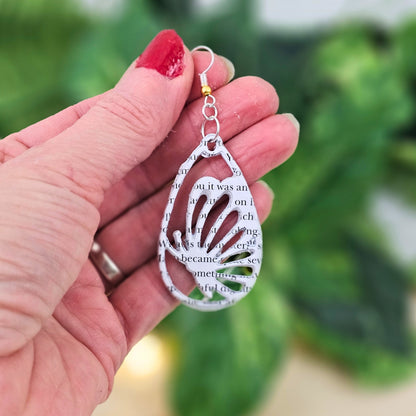teacher appreciation gift - literary book page earrings in gift envelope
