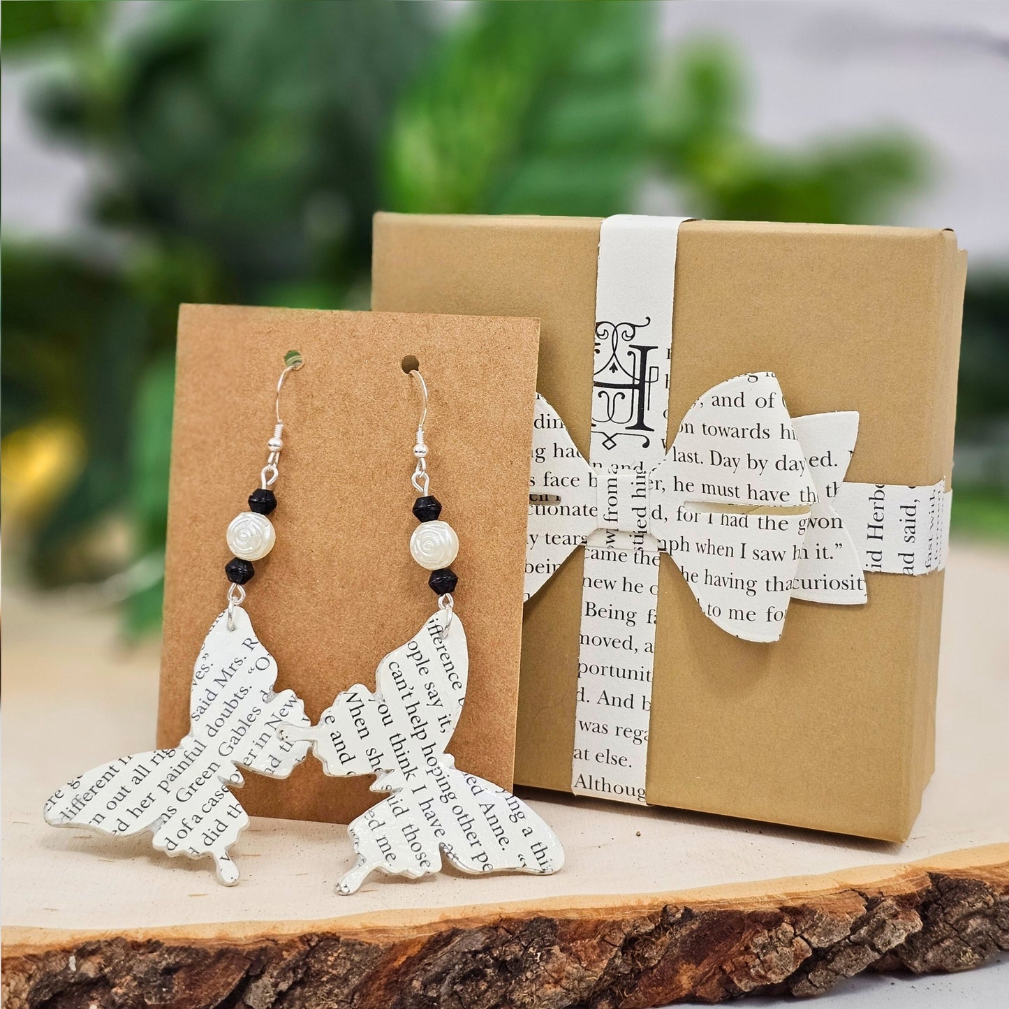 FAQ about handmade book page butterfly earrings - care and details