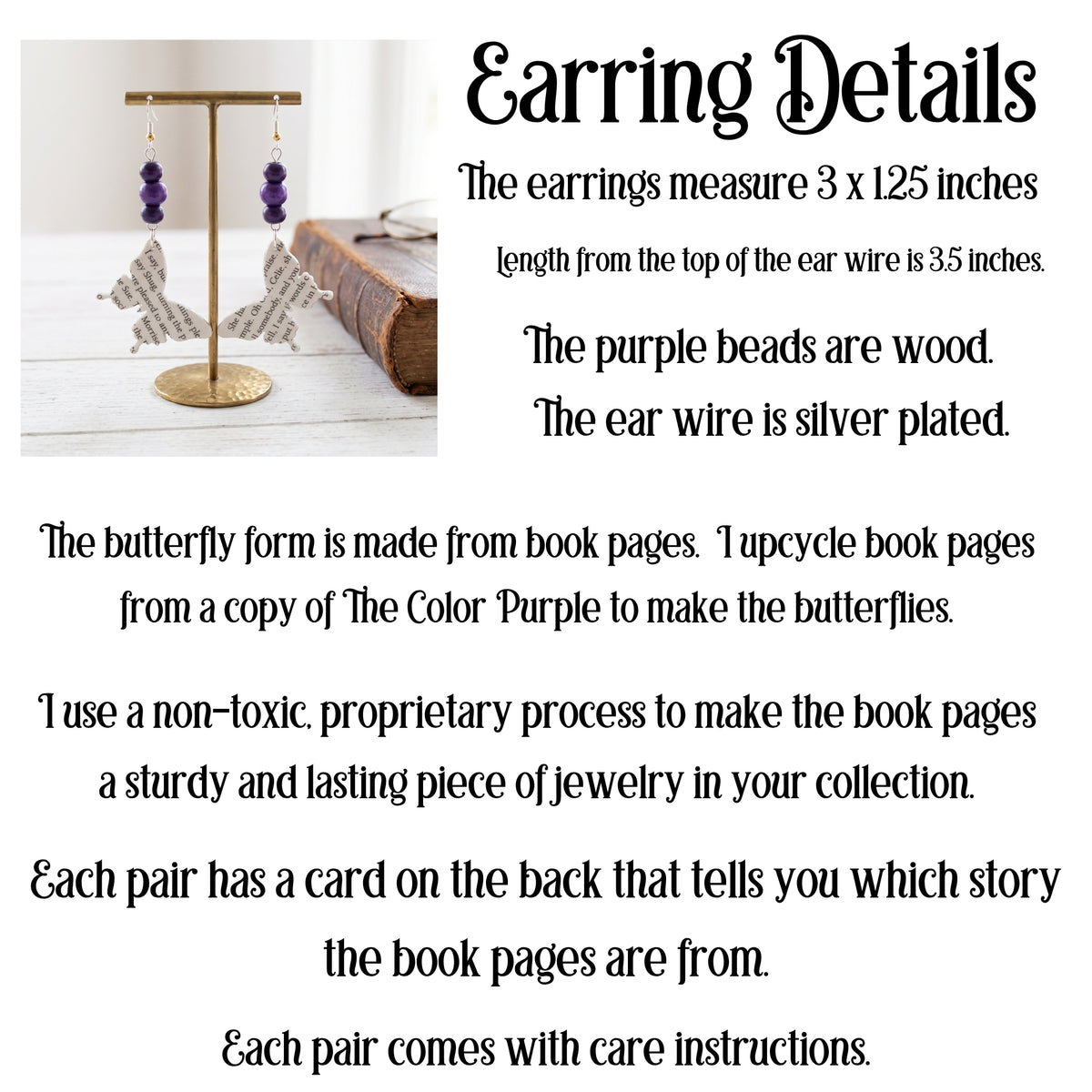 Book Page Butterfly Earrings