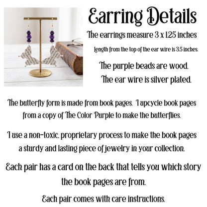 Book Page Butterfly Earrings