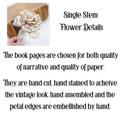 Single Stem Vintage Book Page Roses