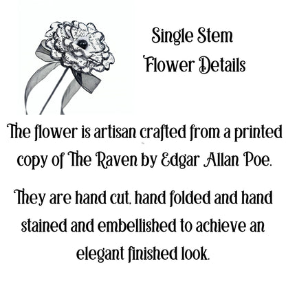 Single Stem Paper Rose made from The Raven by Edgar Allan Poe