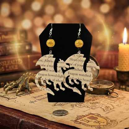 book page dangle earrings for fantasy book lovers