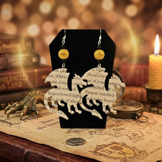 book page dangle earrings for fantasy book lovers