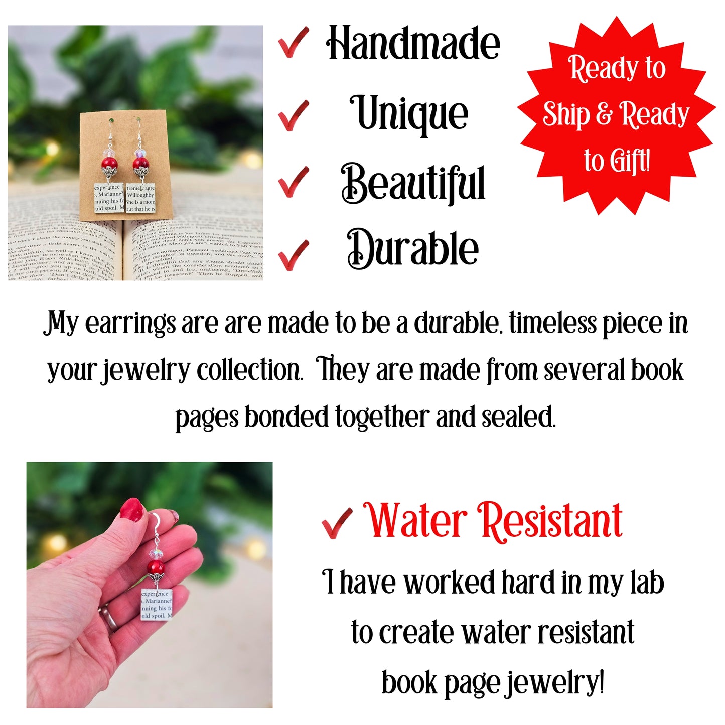 Geometric Book Page Dangle Earrings