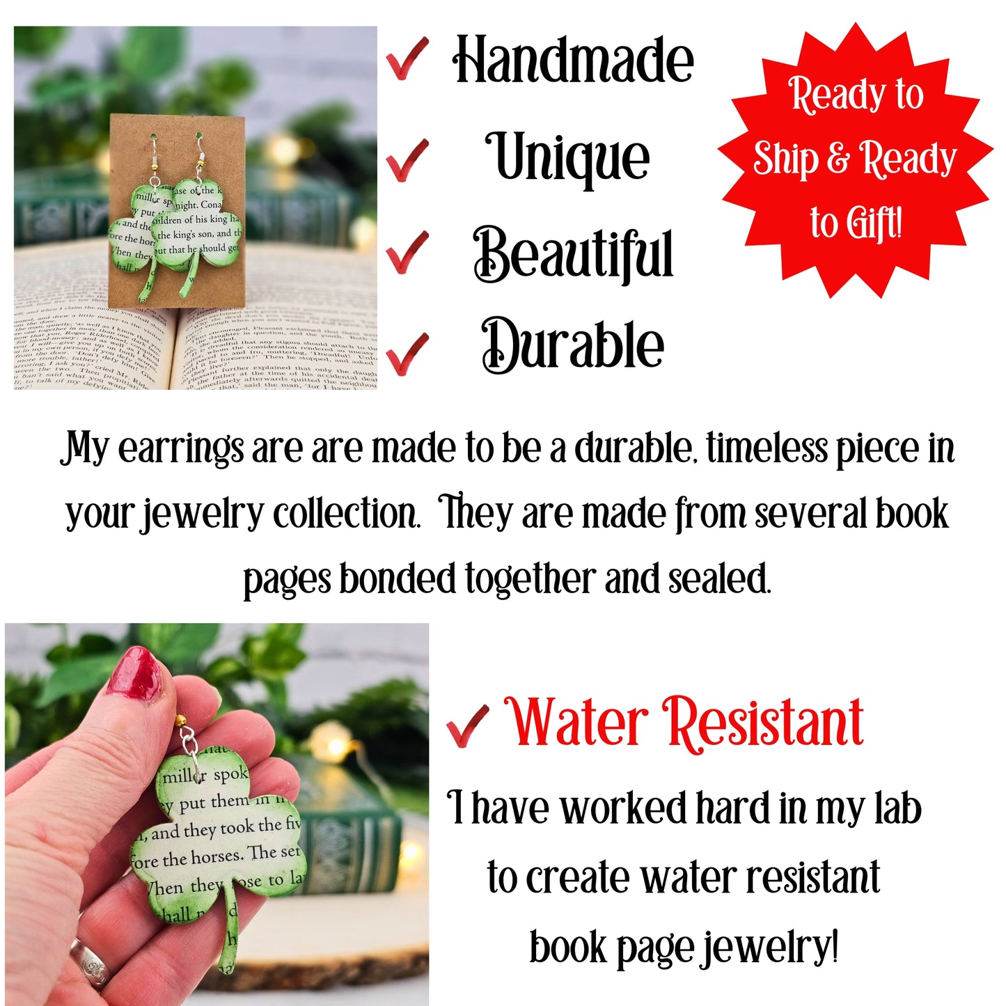handmade, unique, beautiful, durable.  Ready to ship and ready to gift.