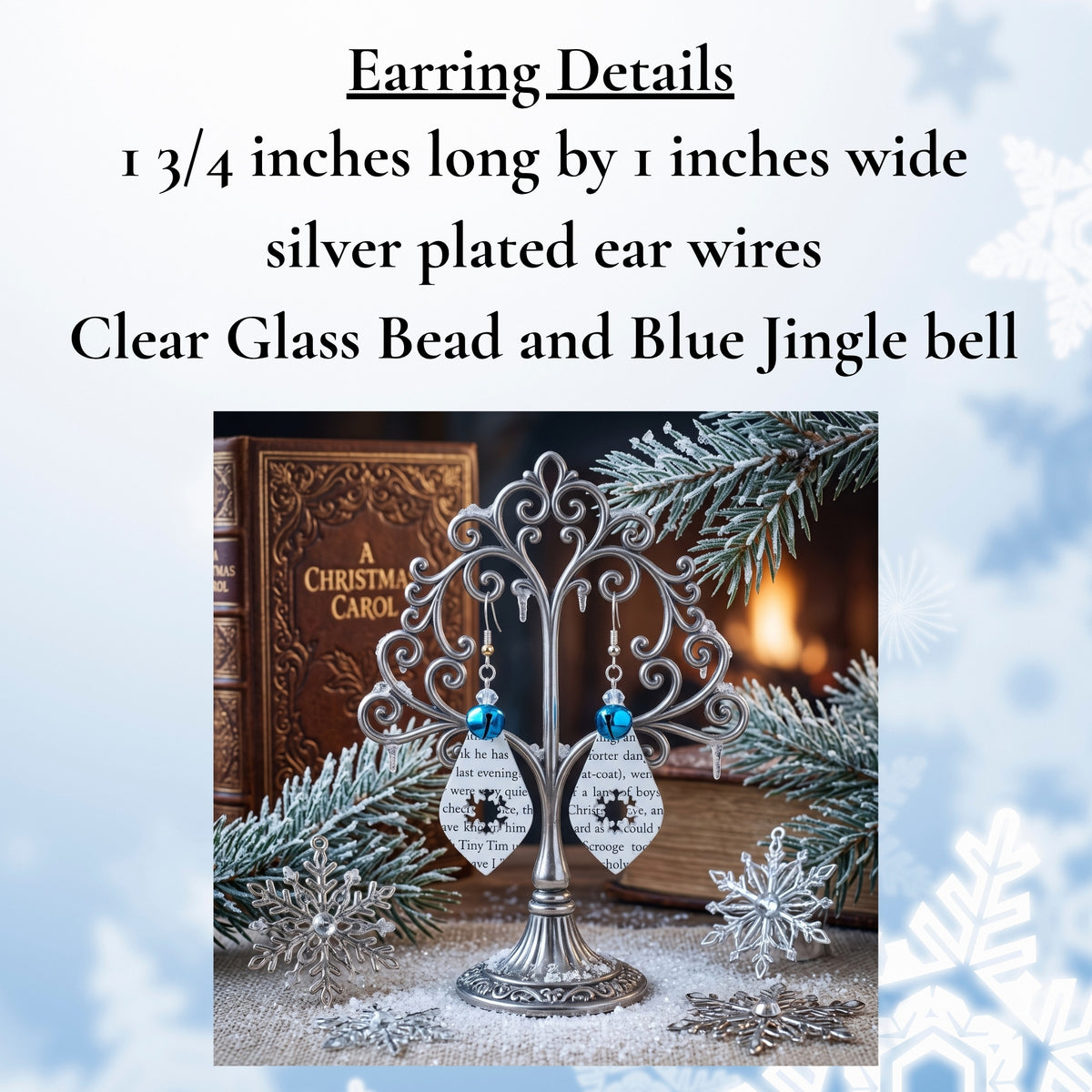 Book Page Snowflake Teardrop Earrings – A Christmas Carol