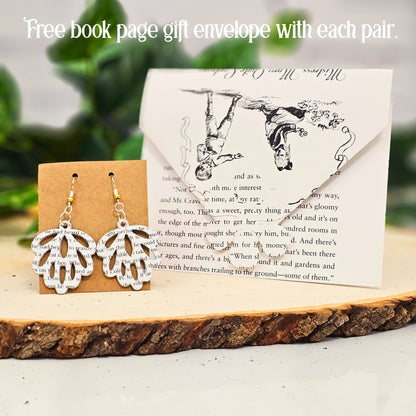 Literary Book Page Leaf Earrings - Gift for Book Lovers & Teachers