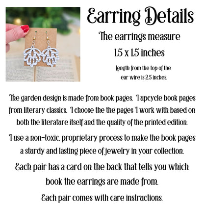 Literary Book Page Leaf Earrings - Gift for Book Lovers & Teachers