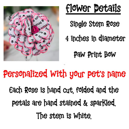 Pink Personalized Pet Memorial Paper Flower