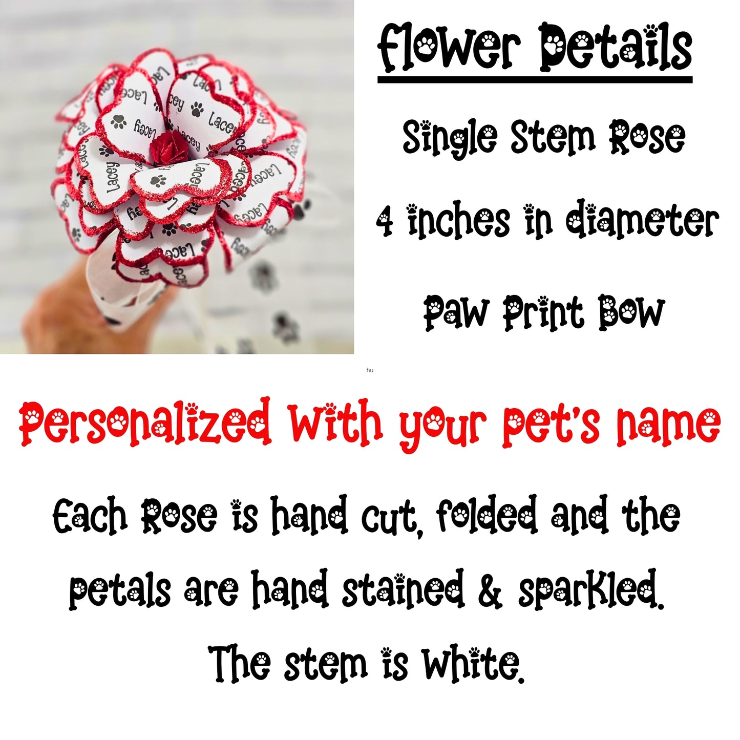 Personalized Pet Memorial Paper Flower, Pet Remebrance Custom Flower, Pet Memorial Art for Sympathy Gift for Loss of Cat or Dog