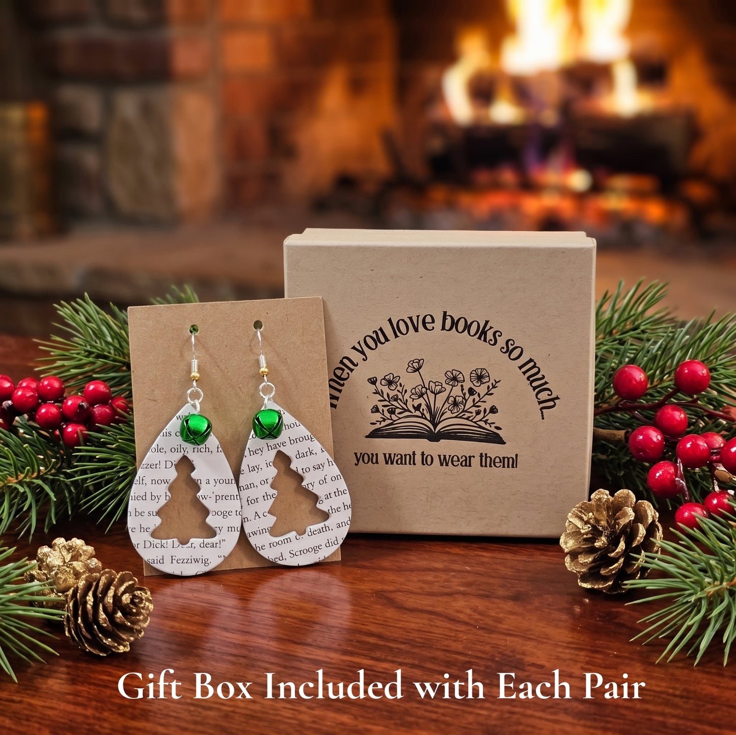 Book Page Christmas Tree Earrings – A Christmas Carol