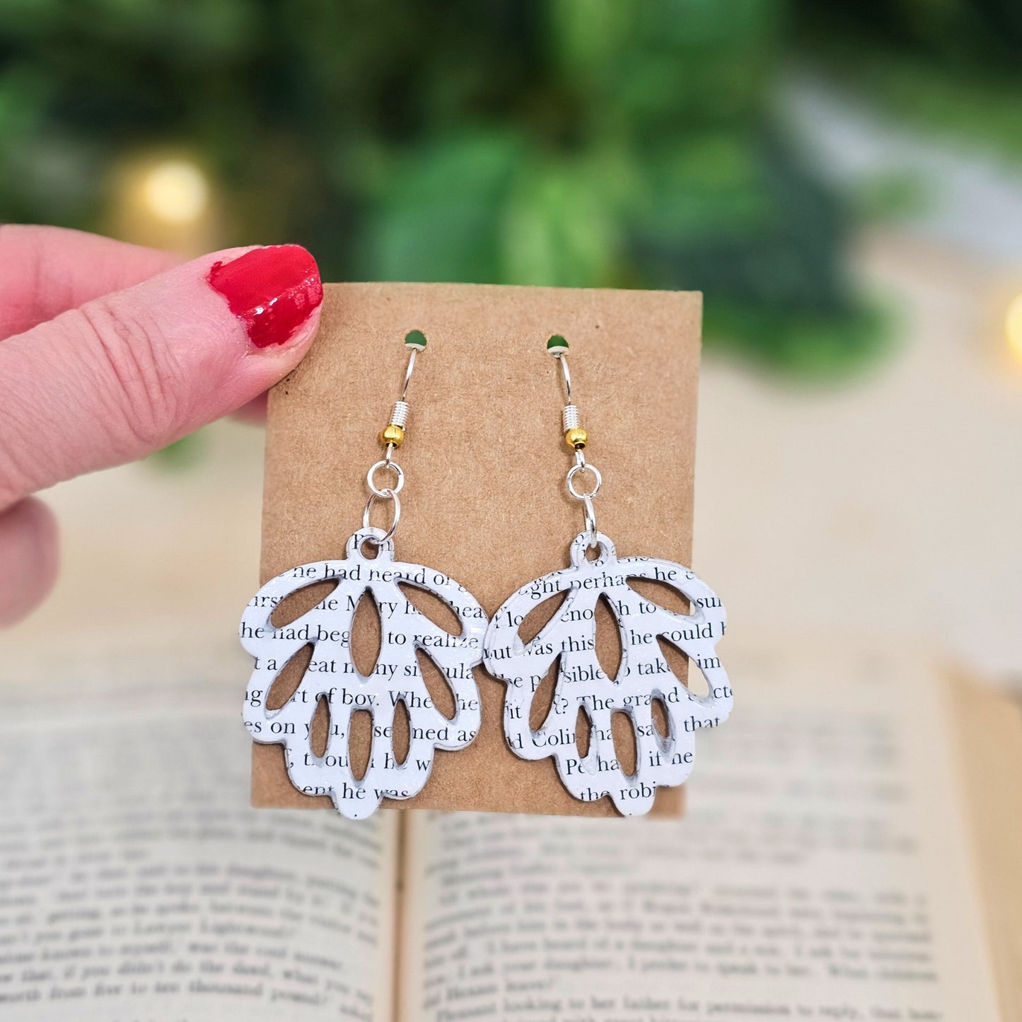 Literary Book Page Leaf Earrings - Gift for Book Lovers & Teachers