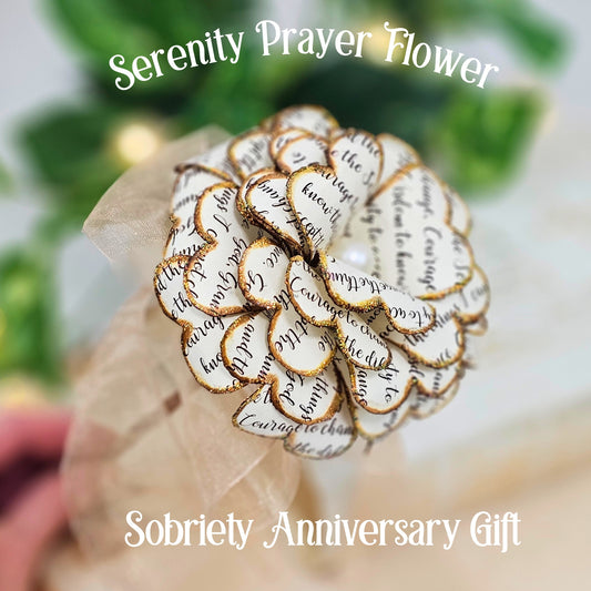 Serenity Prayer Paper Flower - Sobriety Anniversary Gift
