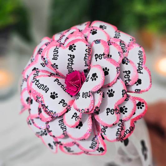 Pink Personalized paper rose for pet memorial gift for loss of cat or dog