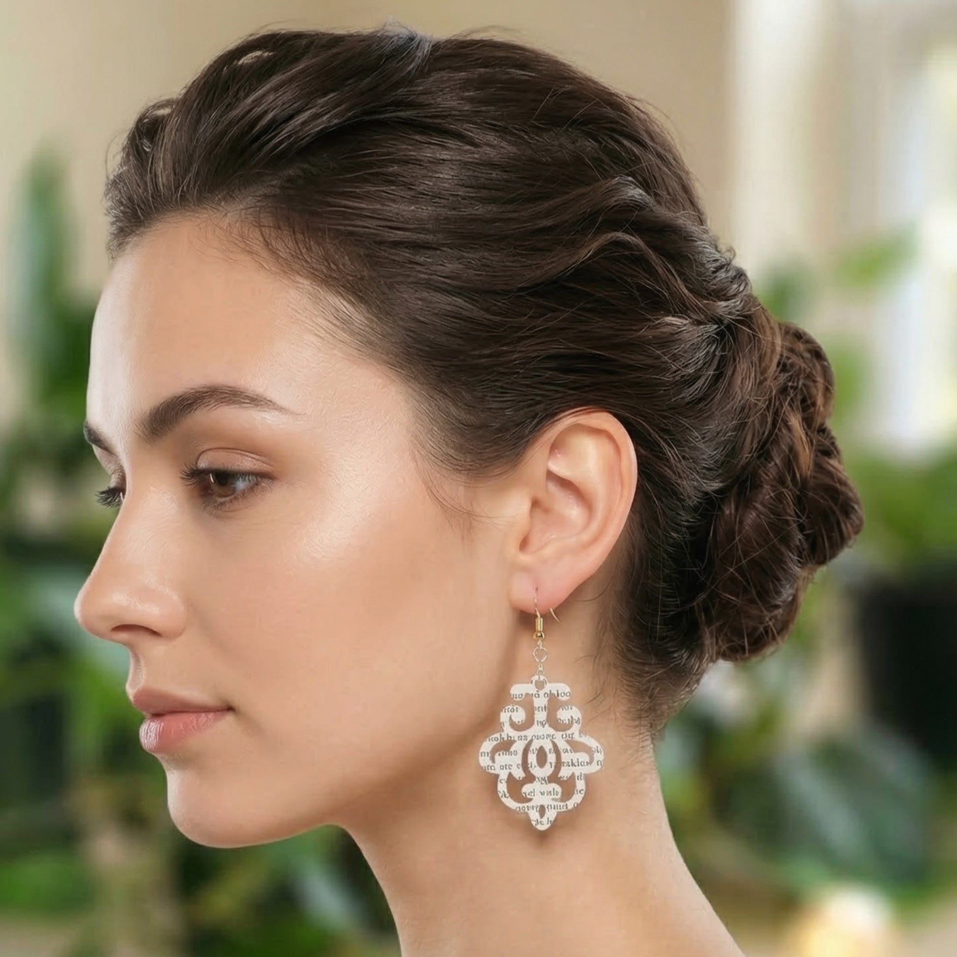 elegant book page earrings - chandelier shaped
