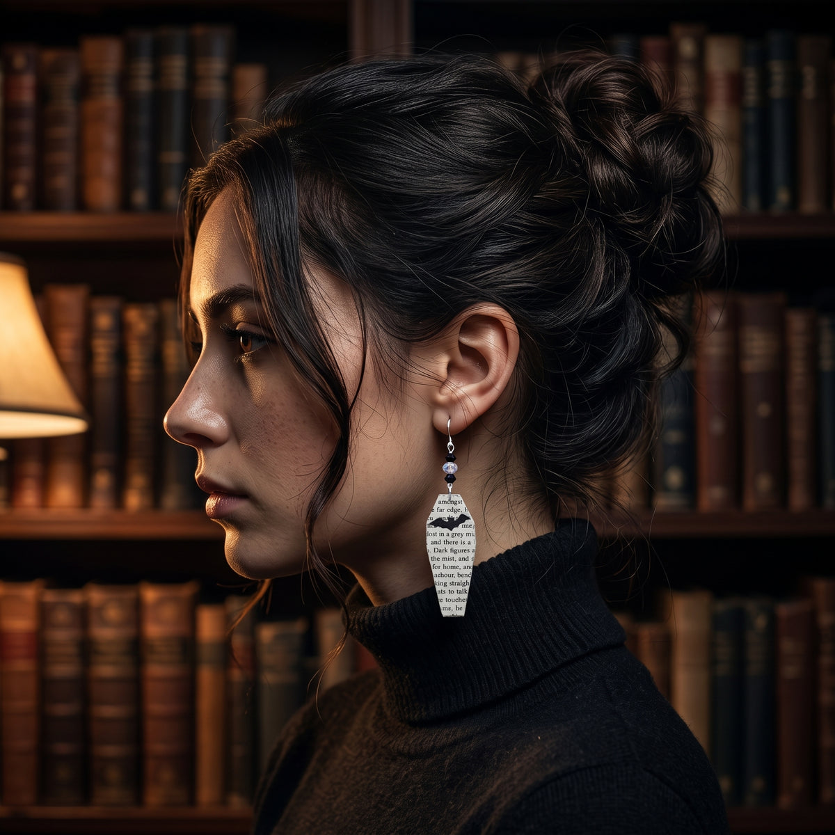 Coffin Book Page Earrings | Gothic Dark Academia Jewelry for Book Lovers