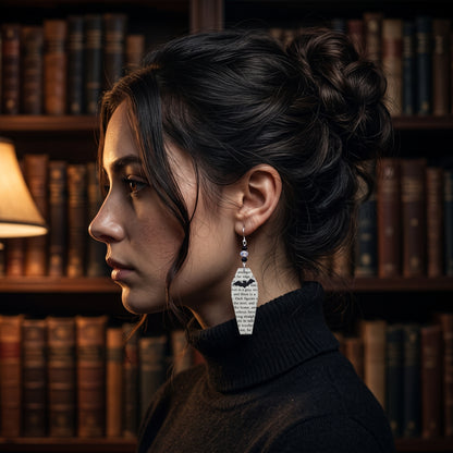 Coffin Book Page Earrings | Gothic Dark Academia Jewelry for Book Lovers