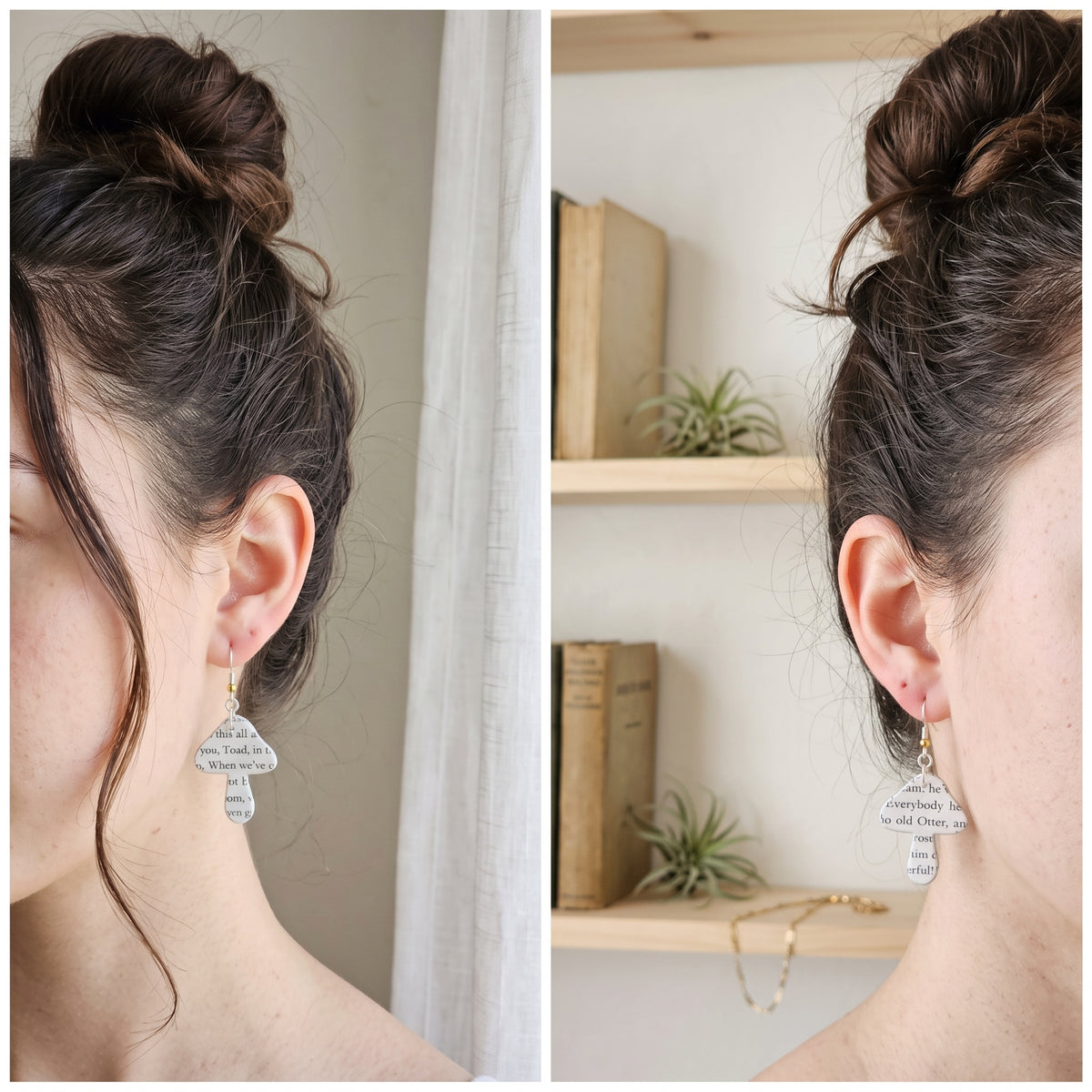 Mushroom Book Page Earrings