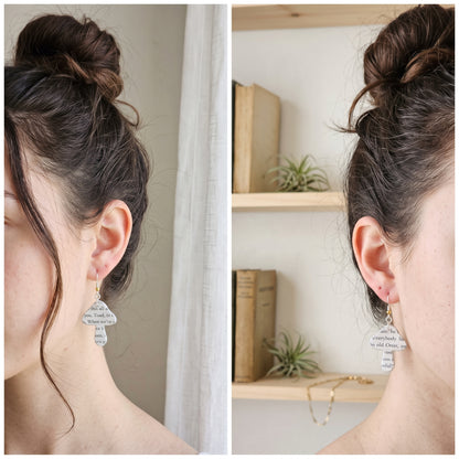 Mushroom Book Page Earrings