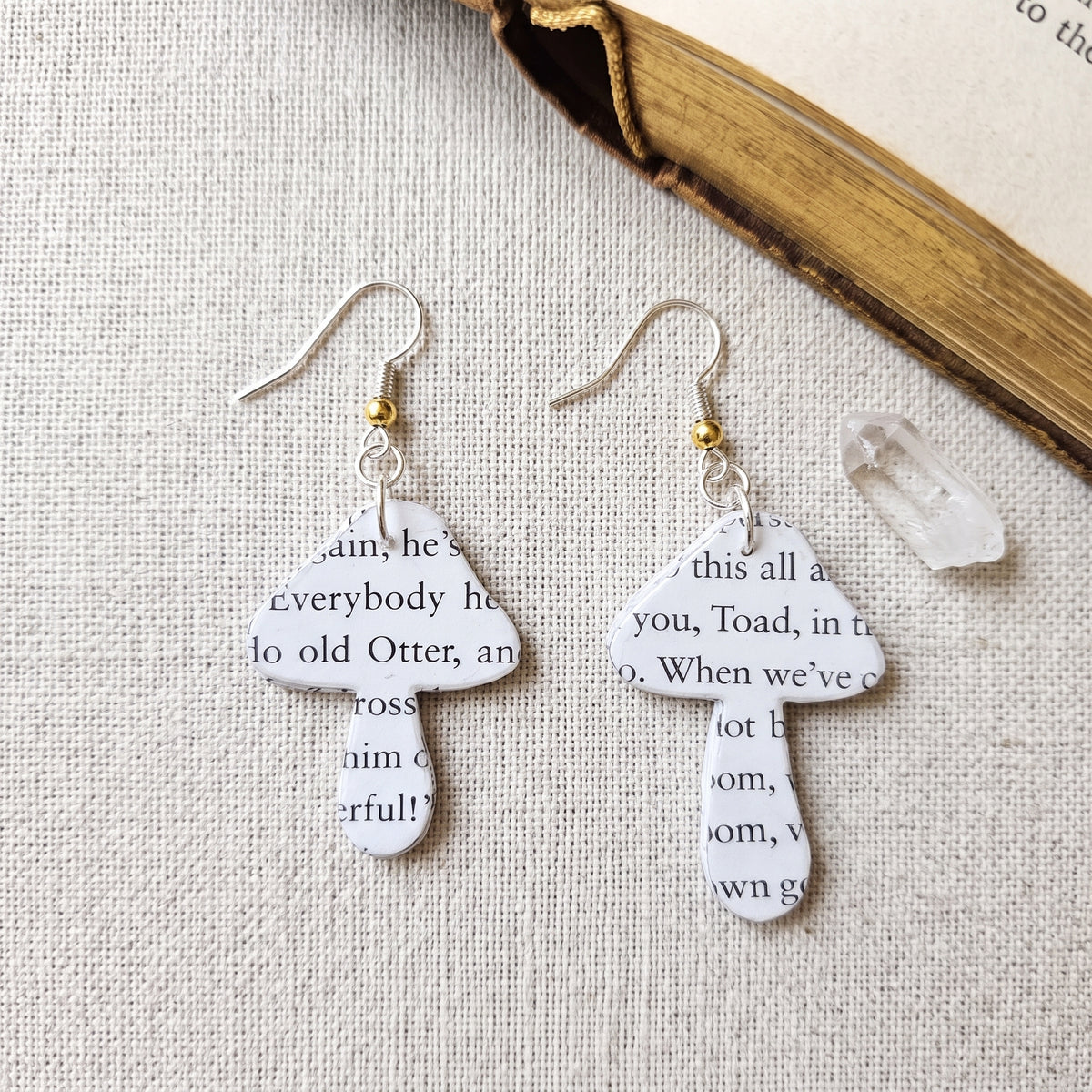 Mushroom Book Page Earrings