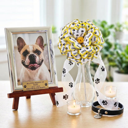 Pet Memorial Flower - Yellow sparkle trim