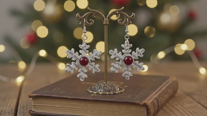 A Christmas Carol Snowflake Earrings | Book Page Jewelry | Literary Christmas Gift