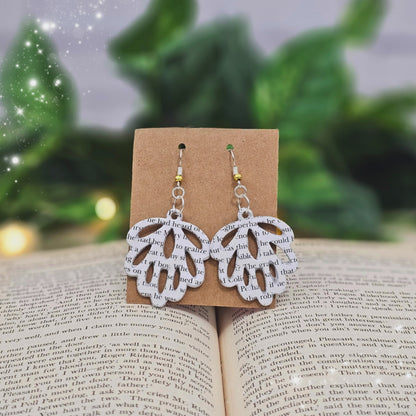 Literary Book Page Leaf Earrings - Gift for Book Lovers & Teachers