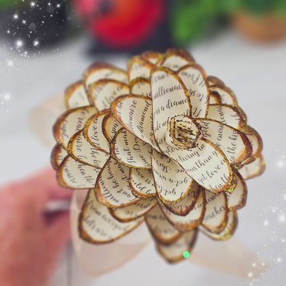 Song Lyric Vintage Style Paper Dahlia