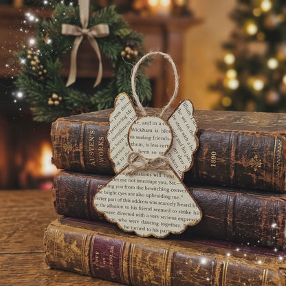 Vintage Style Book Page Angel Christmas Ornament