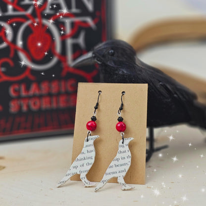 Raven Edgar Allan Poe Dangle Earrings