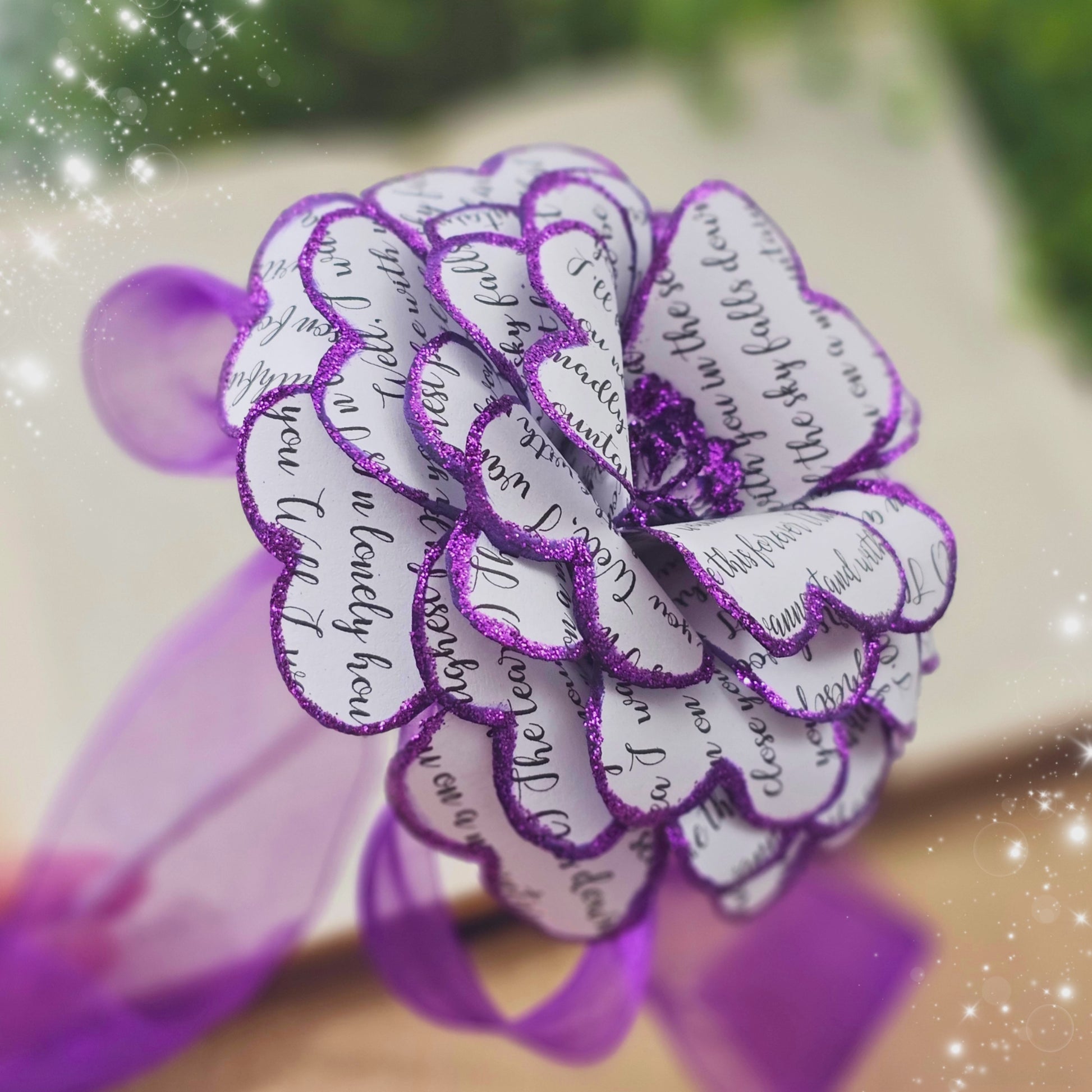 video of handmade custom purple and white rose