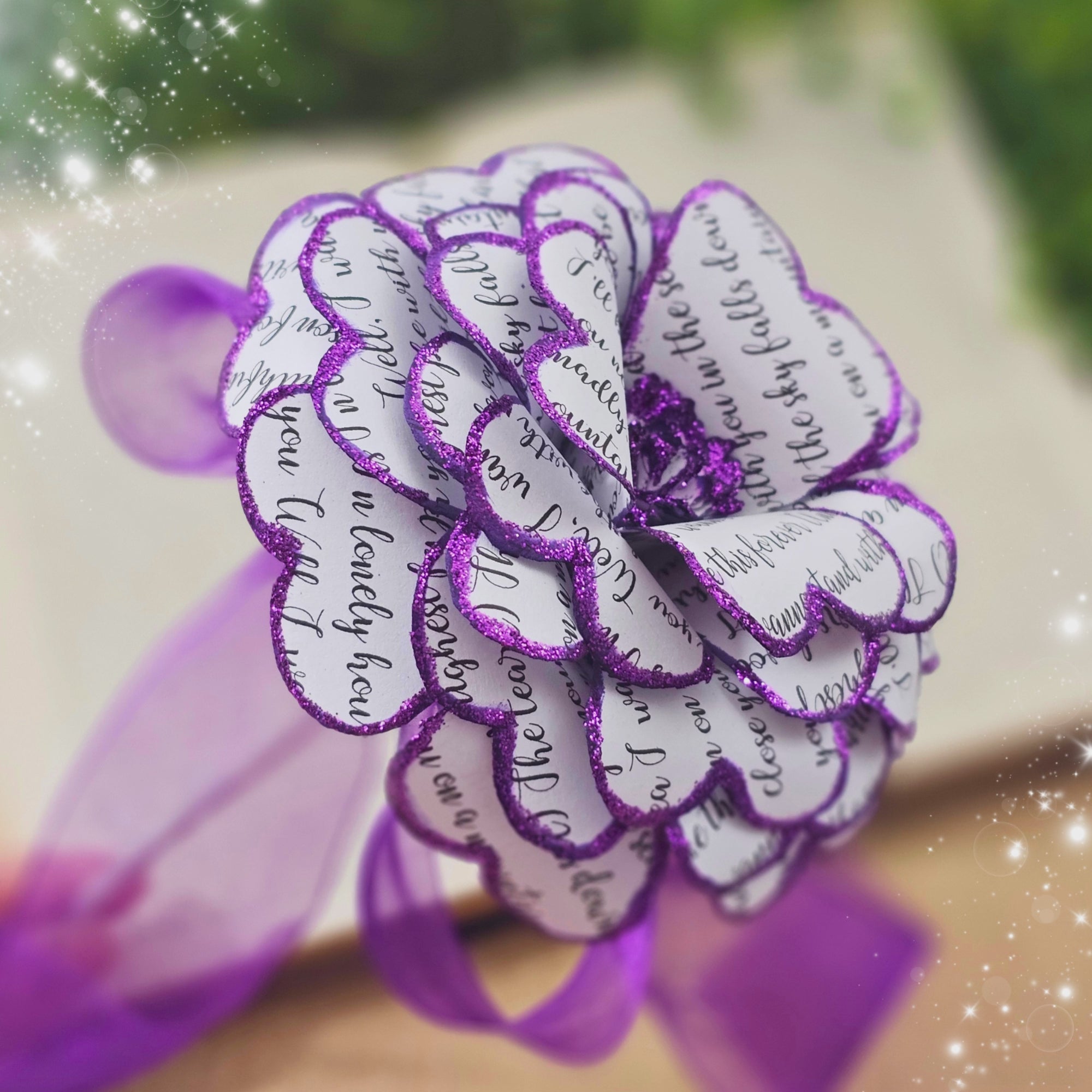 video of handmade custom purple and white rose