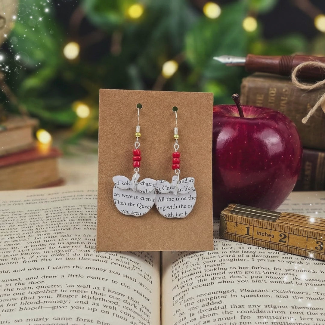 video of apple book page earrings