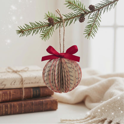Tiny Book Page Ball Ornament