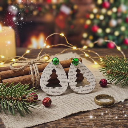 Book Page Christmas Tree Earrings – A Christmas Carol