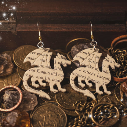 Dragon Book Page Earrings | Fantasy Book Lover Gift