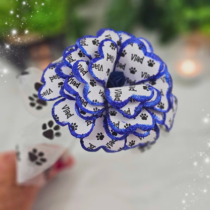Blue Personalized Pet Memorial Paper Flower