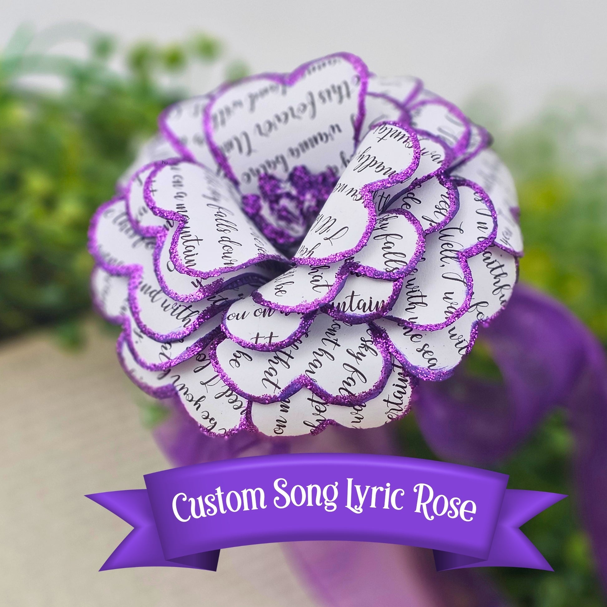 custom made song lyric paper rose for anniversary gift