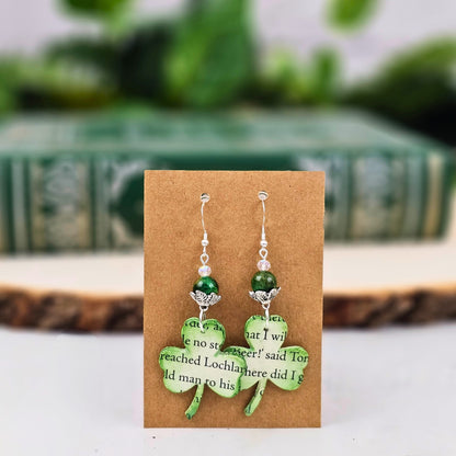 Shamrock Book Page Earrings