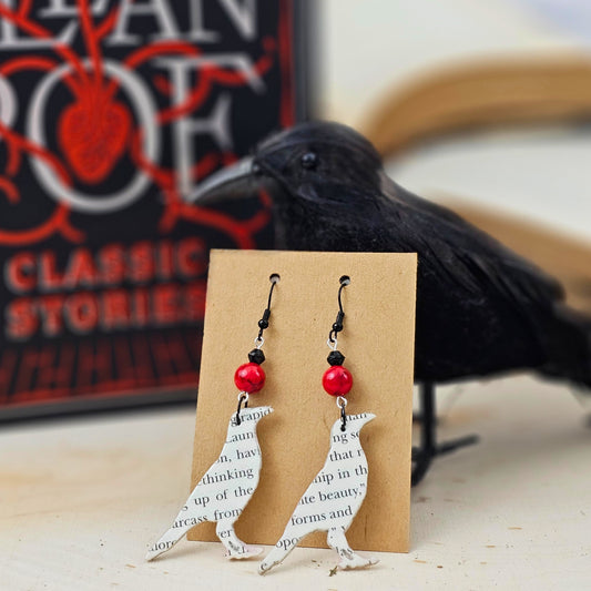 Raven Edgar Allan Poe Dangle Earrings
