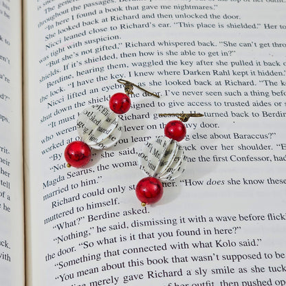 Red Turquoise Book Page Earrings