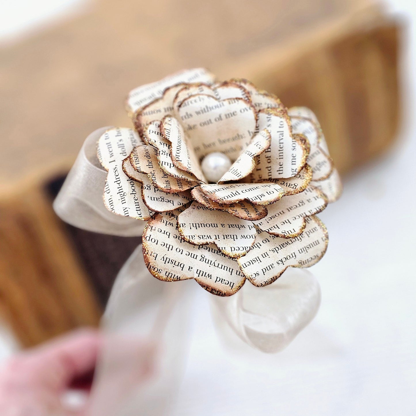 Single Stem Vintage Book Page Roses