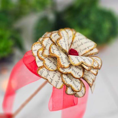 vintage style paper rose with Rainbow Bridge printed on it for condolence gift for loss of pet dog or cat