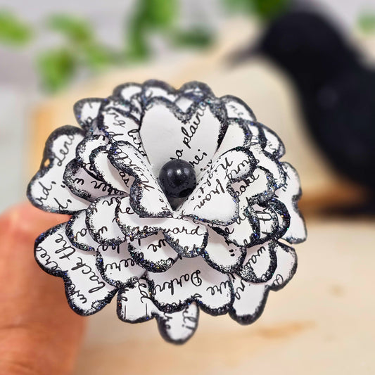 Single Stem Paper Rose made from The Raven by Edgar Allan Poe