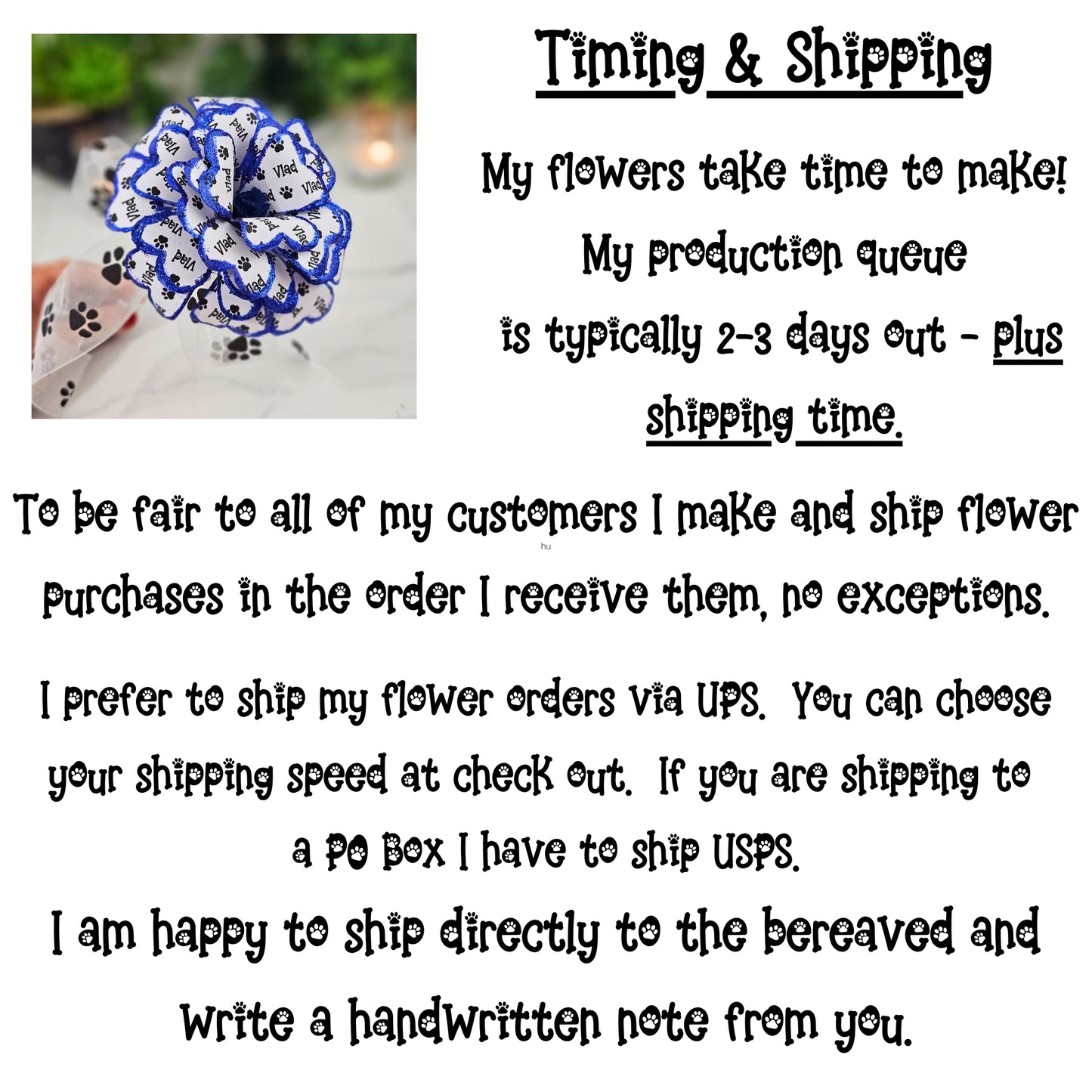 Blue Personalized Pet Memorial Paper Flower