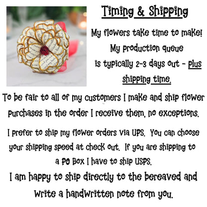 Timing and shipping information for Rainbow Bridge Memorial Flower"